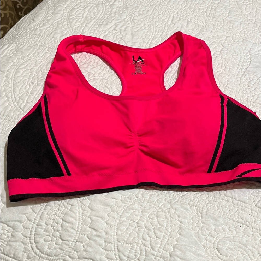 L.A. Gear Vibrant Pink and Black Sports Bra